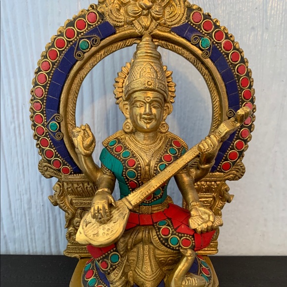 Saraswati Statue & Swan Under Arch Stone Figurine - Picture 5 of 14